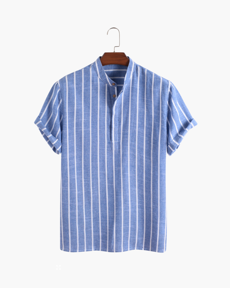 The linen-look striped cuban collar resort shirt