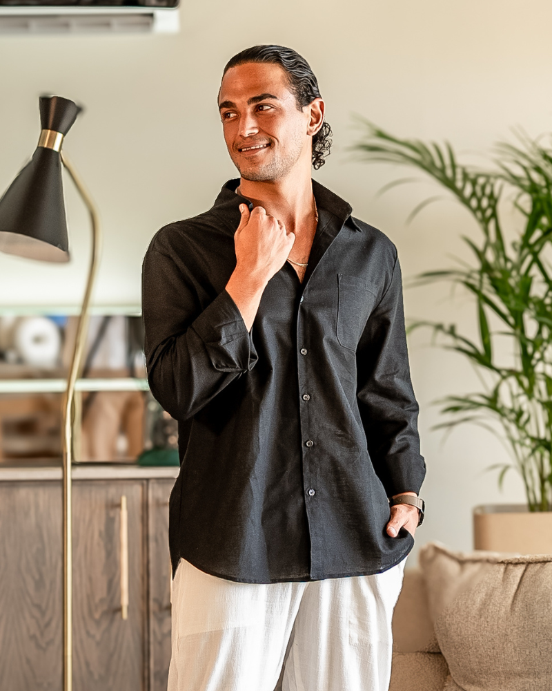 The santorini long sleeve linen resort shirt