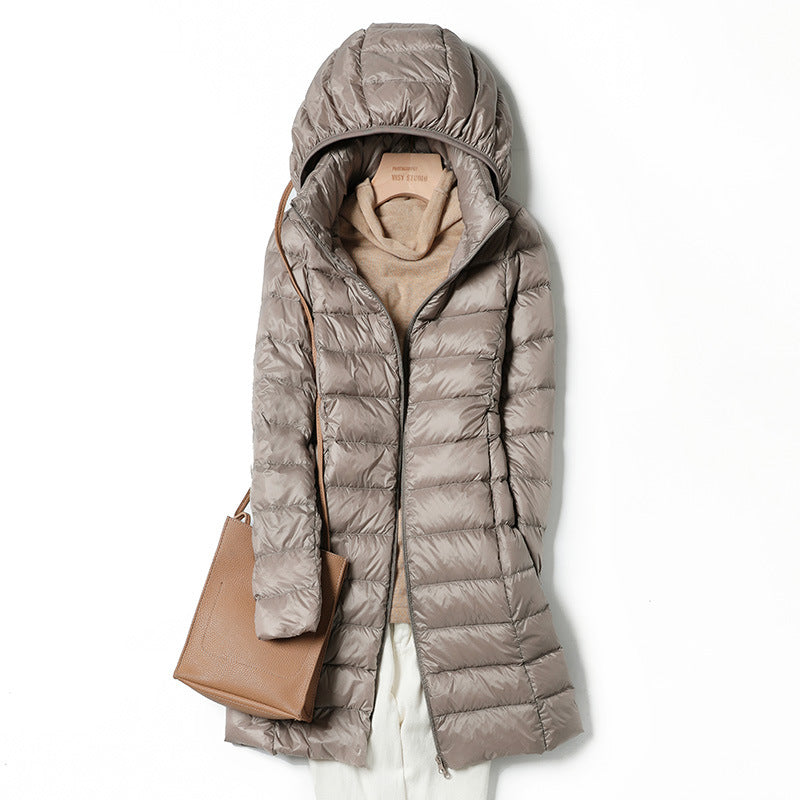 Aurora - Featherlight hooded midi puffer coat