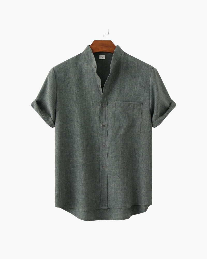 The cuban collar linen-look short sleeve shirt