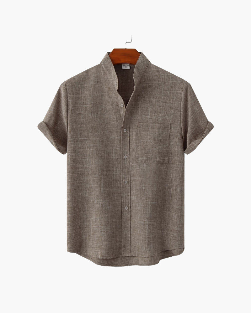 The cuban collar linen-look short sleeve shirt