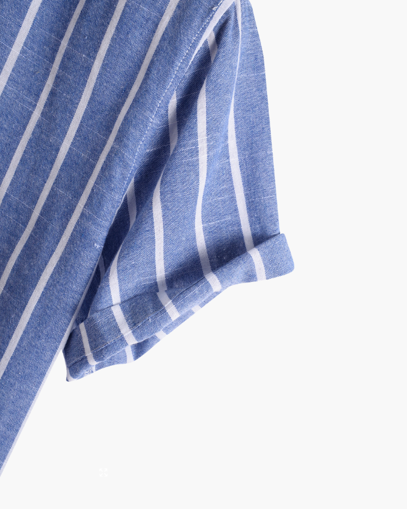 The linen-look striped cuban collar resort shirt