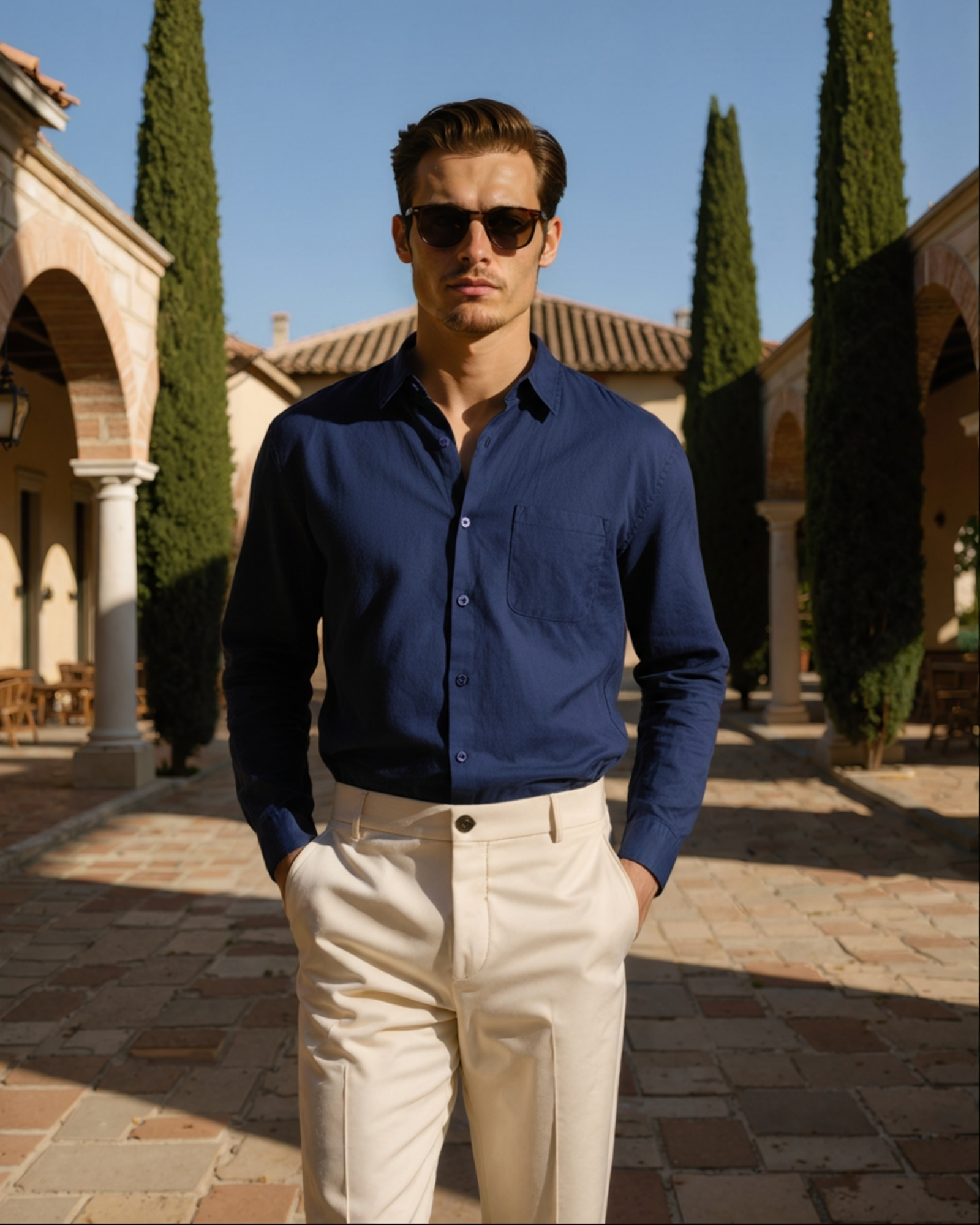 The santorini long sleeve linen resort shirt