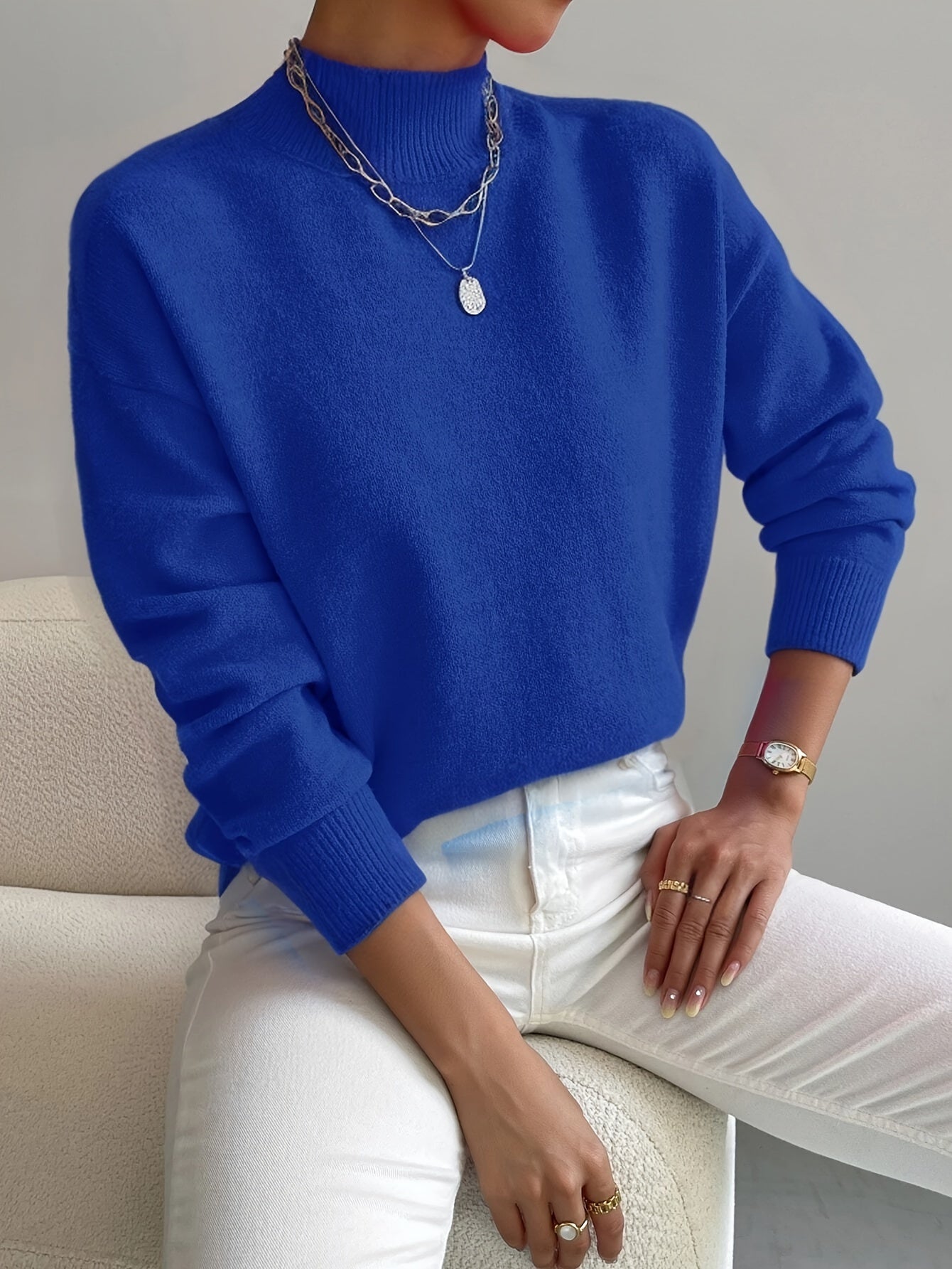 Sophie - Mock neck soft knit oversized jumper