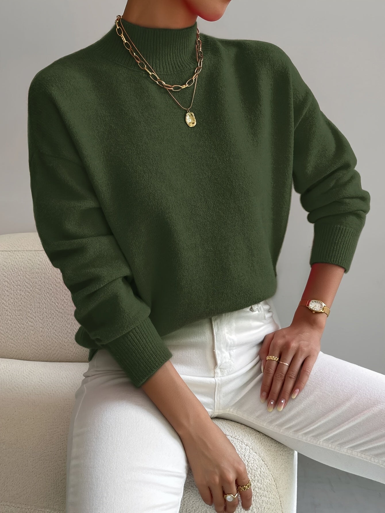 Sophie - Mock neck soft knit oversized jumper
