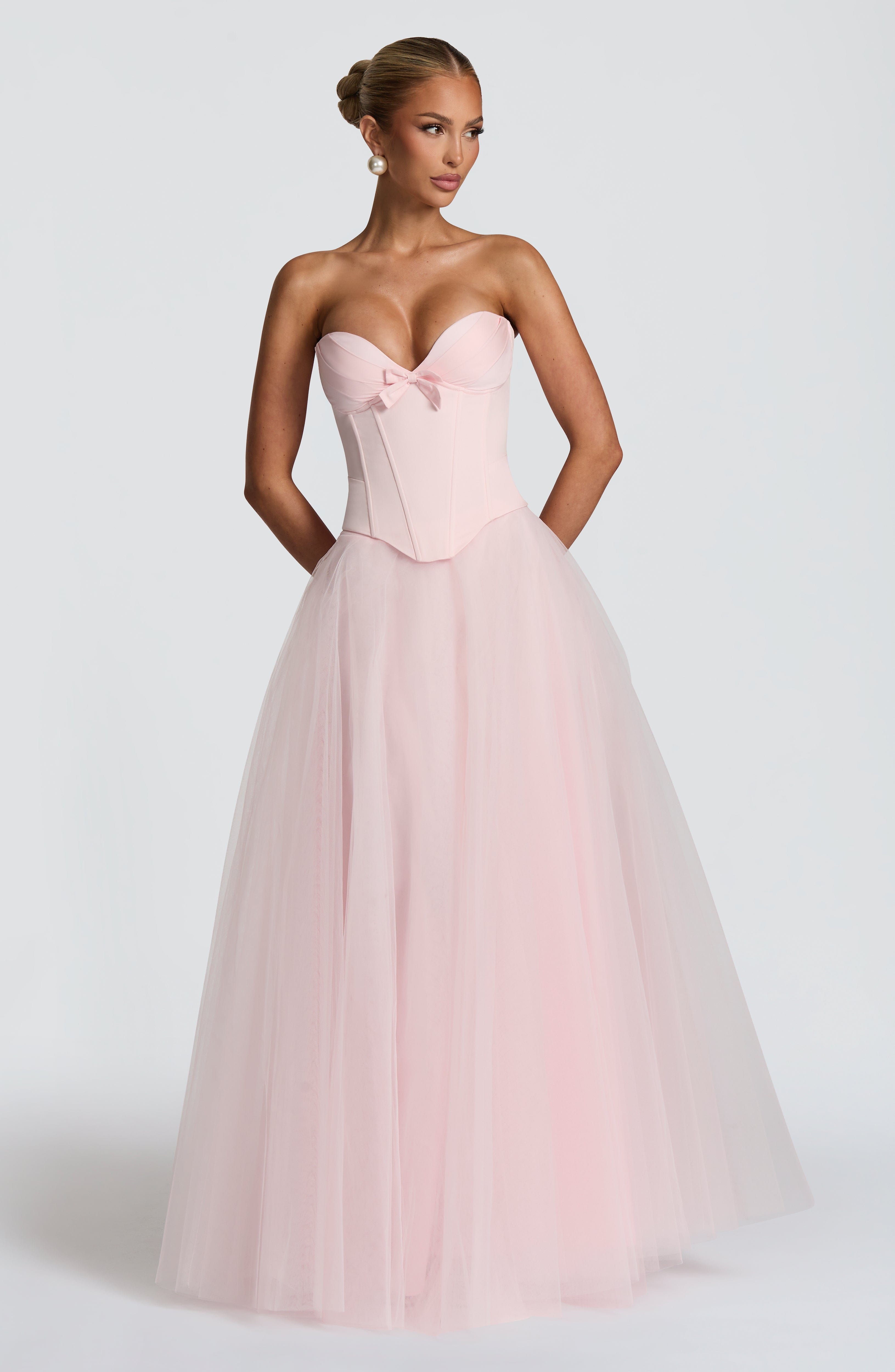 Prim - Blush pink sweetheart structured corset top