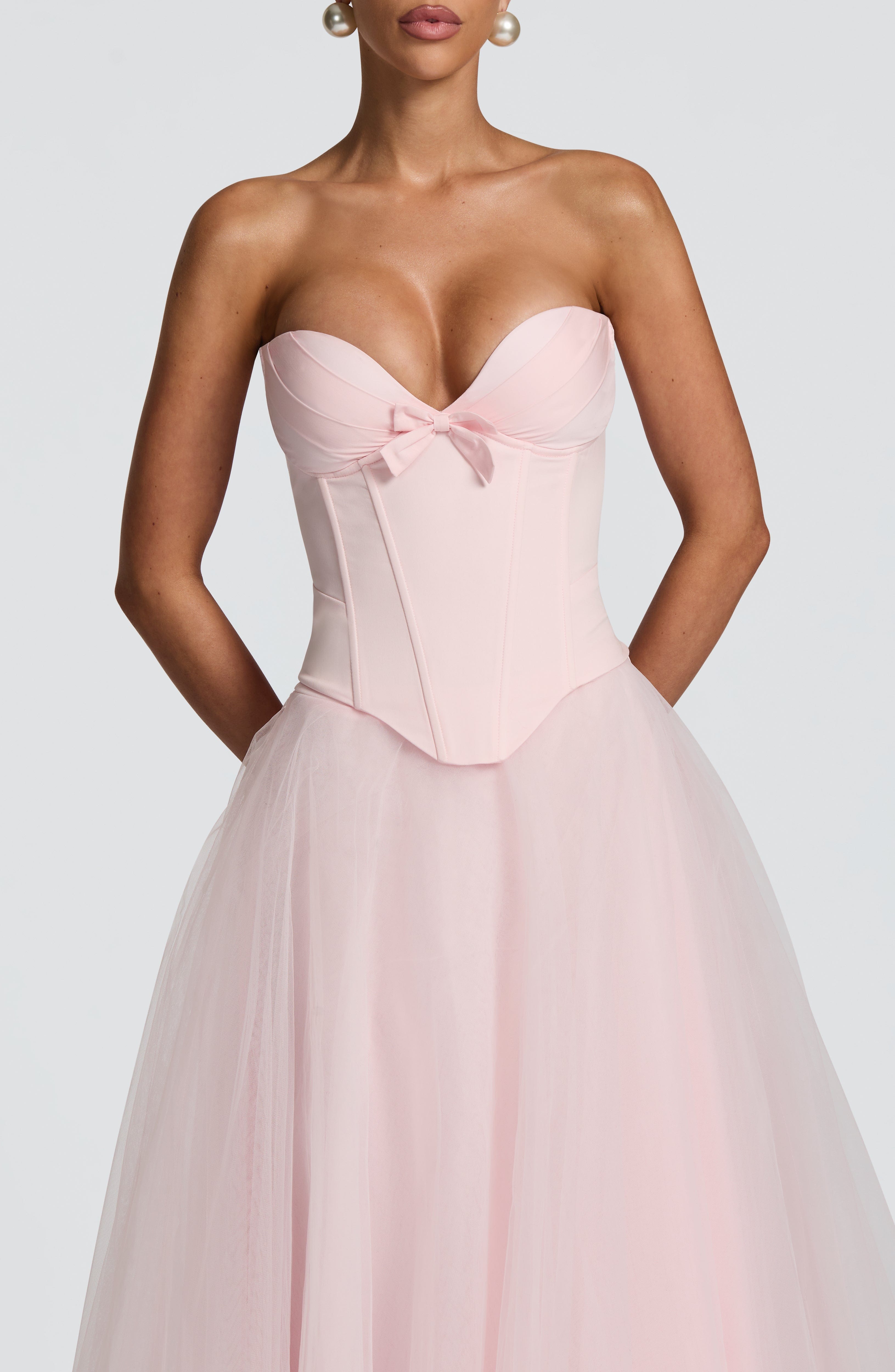 Prim - Blush pink sweetheart structured corset top