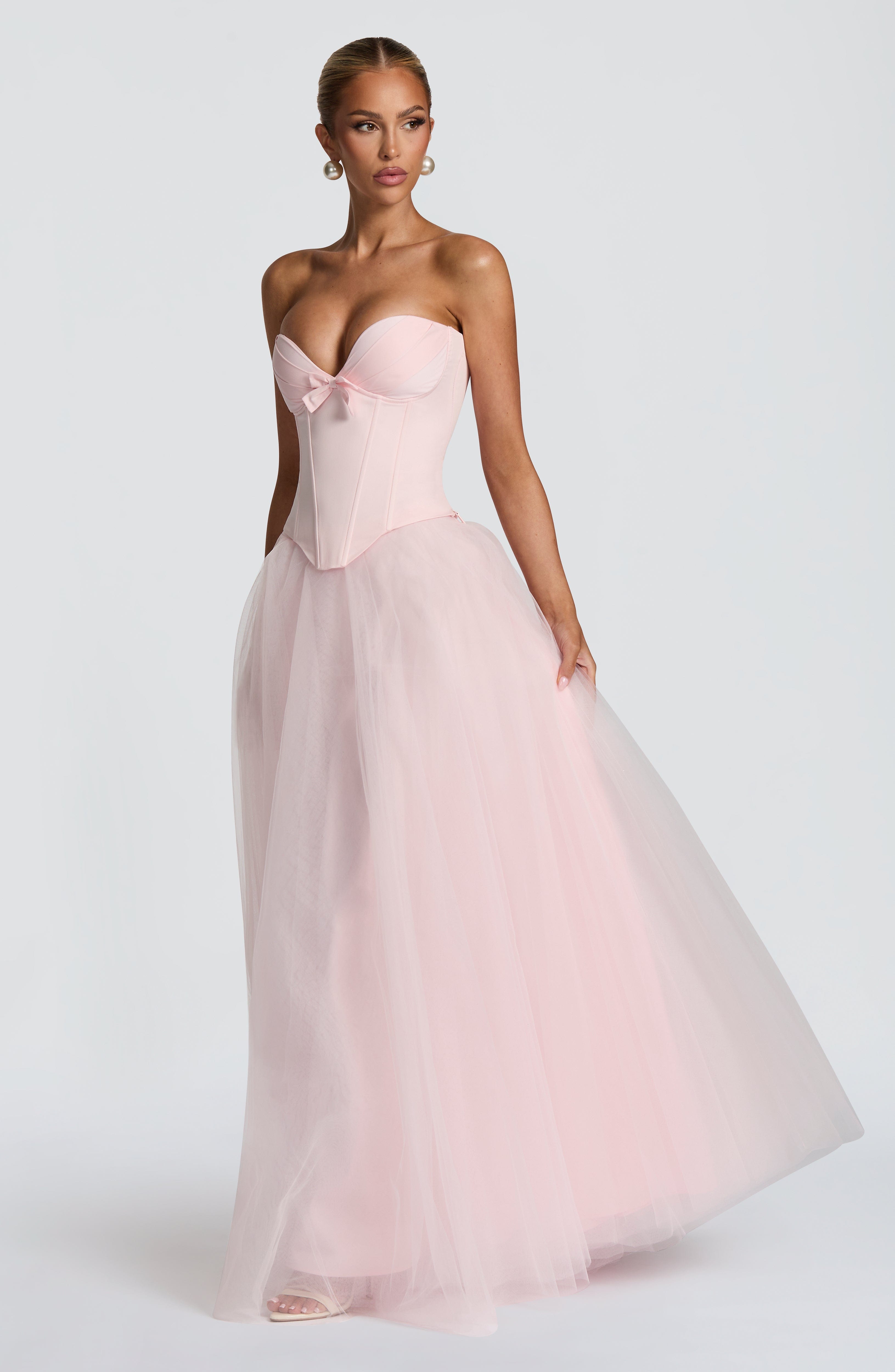 Prim - Blush pink sweetheart structured corset top