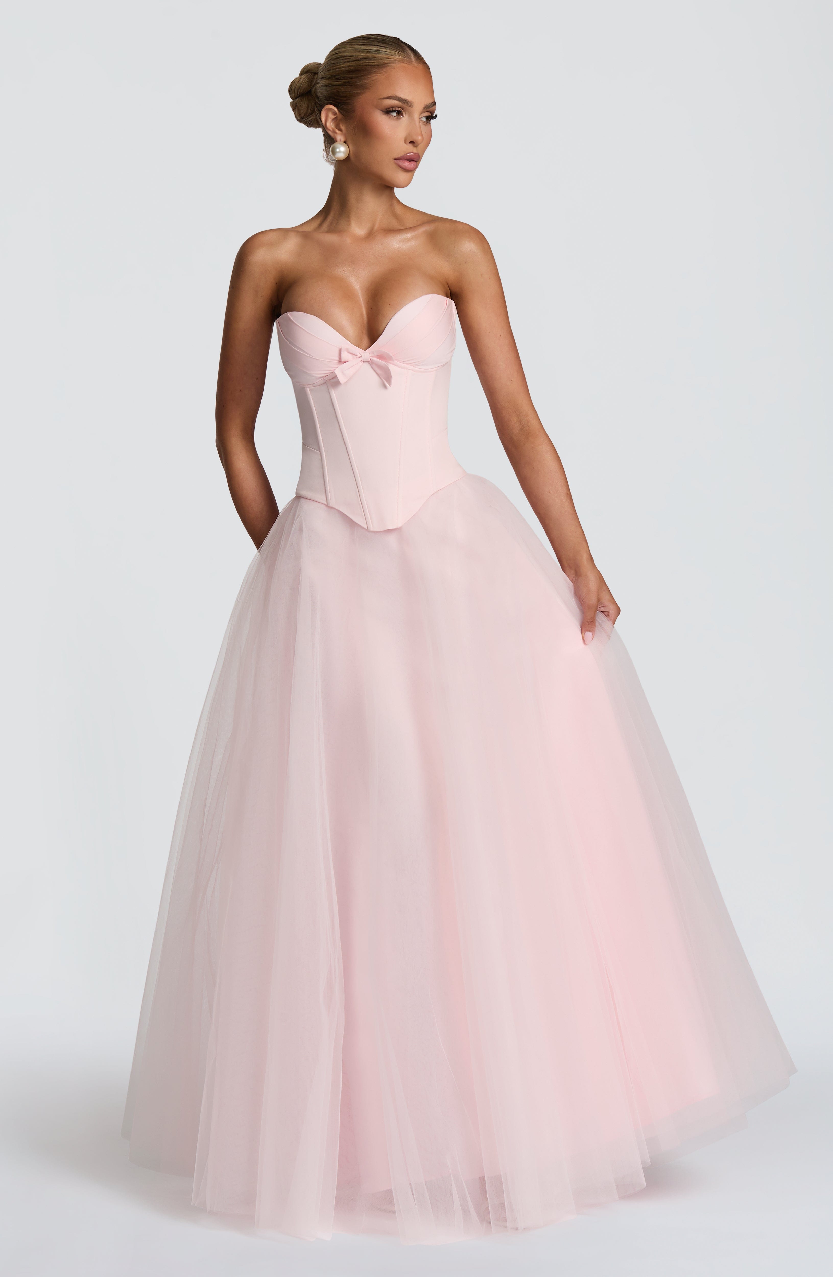 Prim - Blush pink sweetheart structured corset top