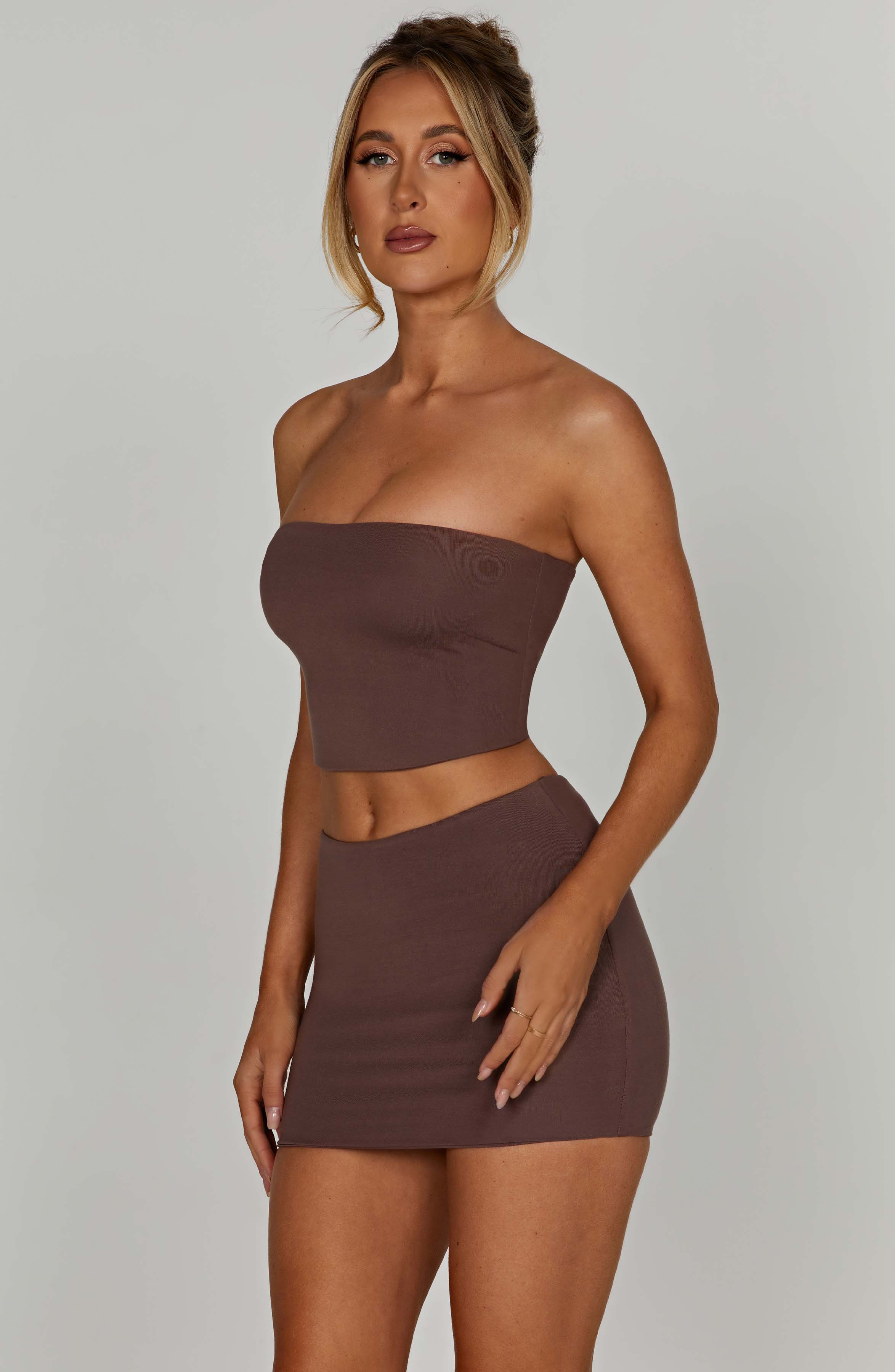 Rein - Chocolate seamless bandeau crop top