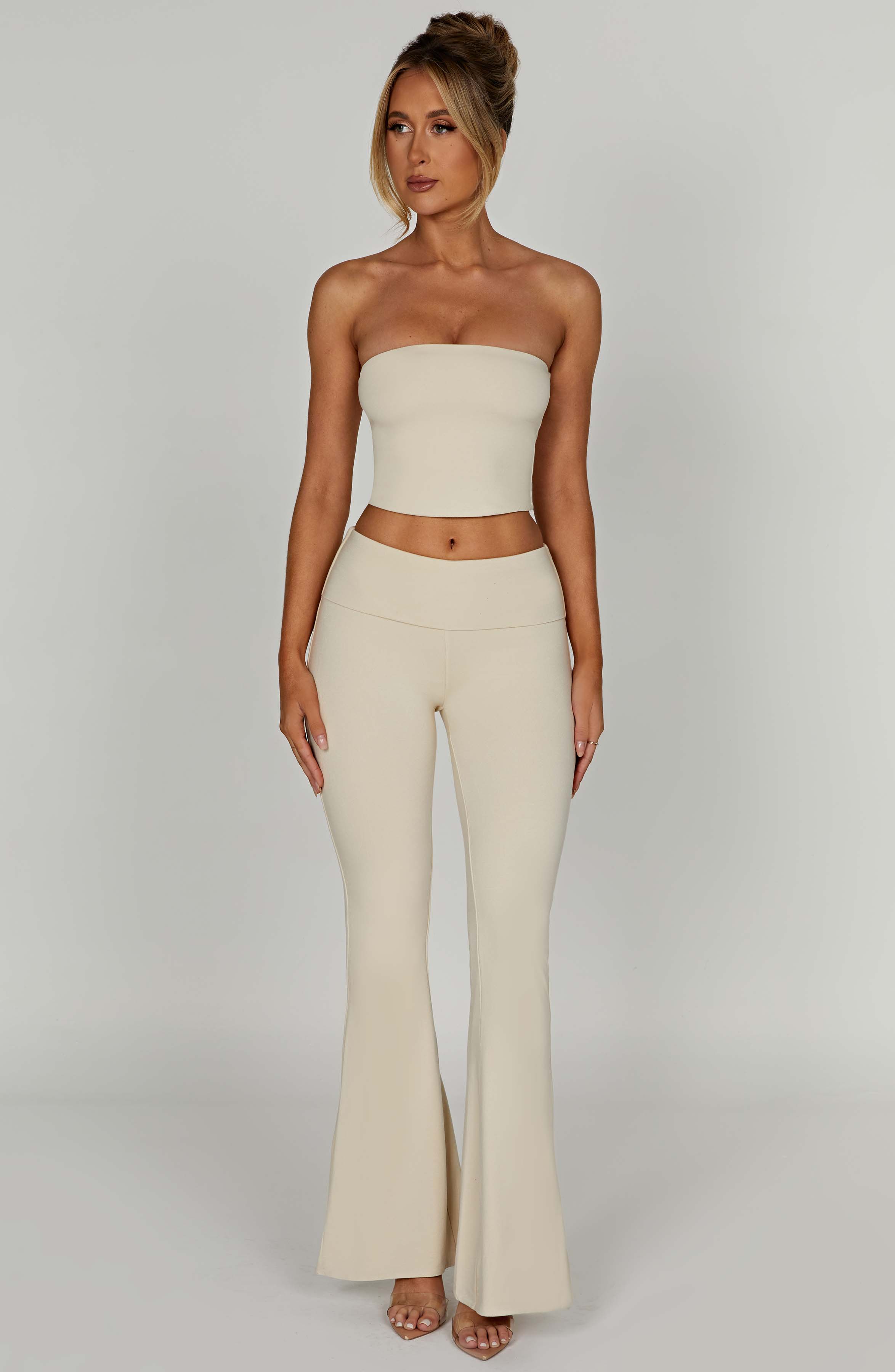 Rein - Cream seamless bandeau crop top