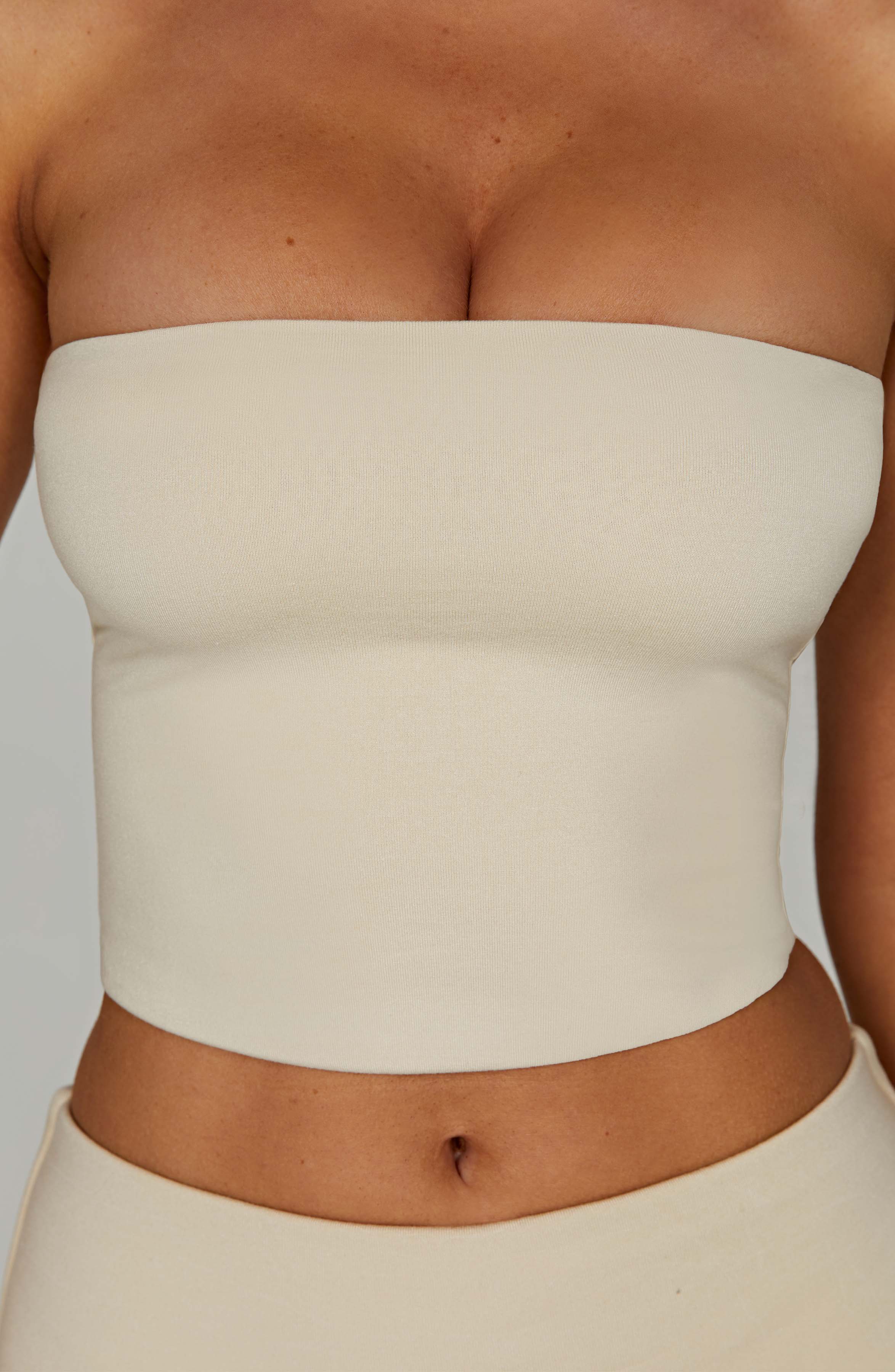 Rein - Cream seamless bandeau crop top