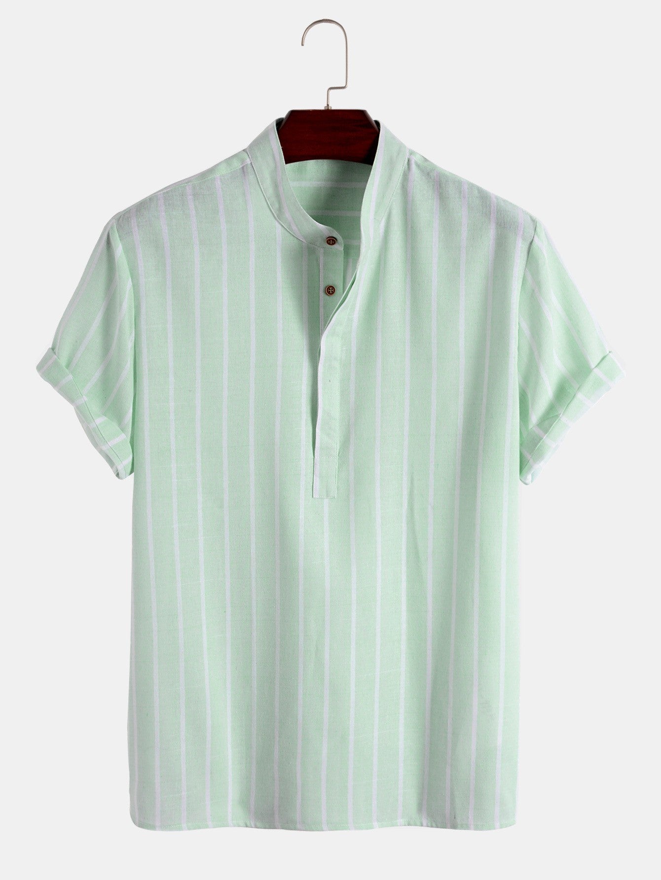 The linen-look striped cuban collar resort shirt