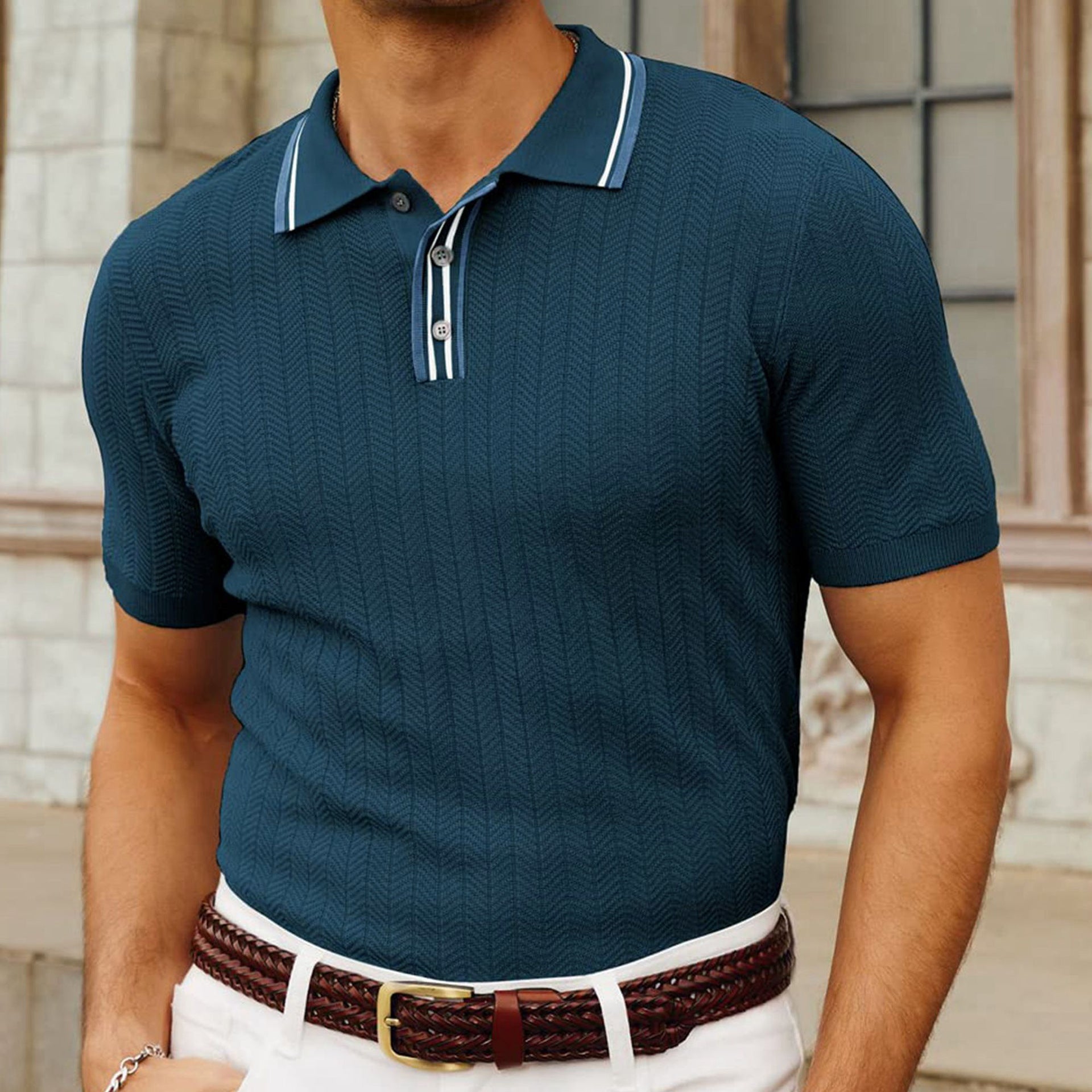 The Chevron Knit Tipped Resort Polo
