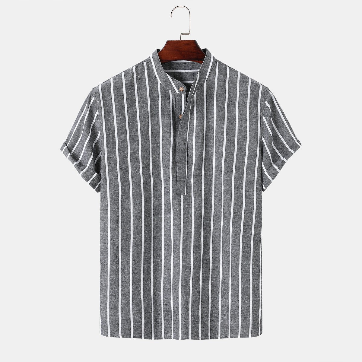 The linen-look striped cuban collar resort shirt