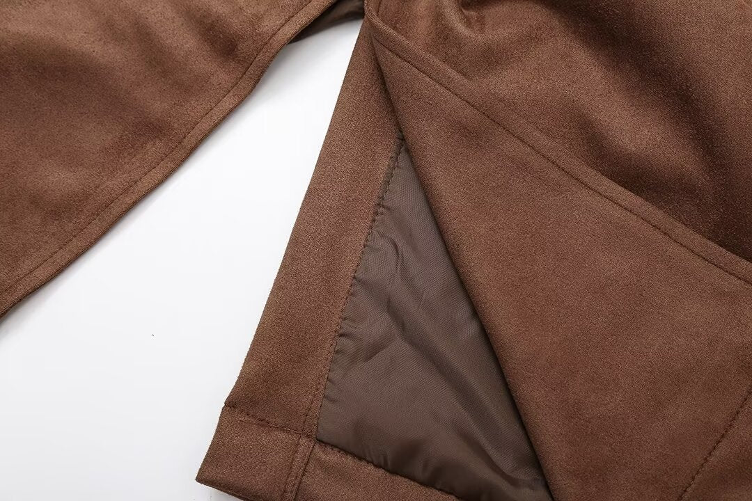 The Suedette - Longline belted double-breasted trench coat