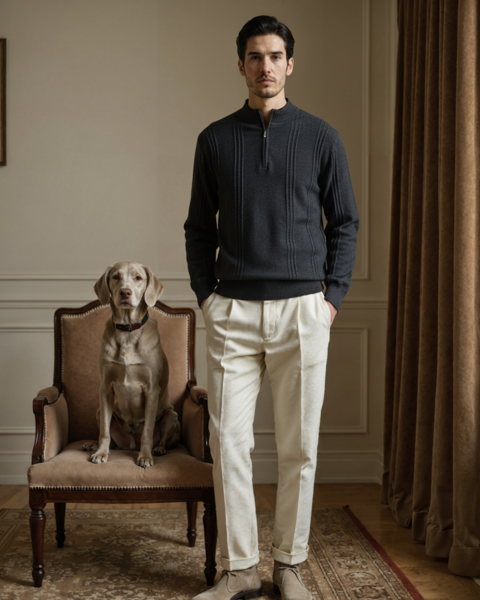 The Savile - Structured knit quarter-zip jumper