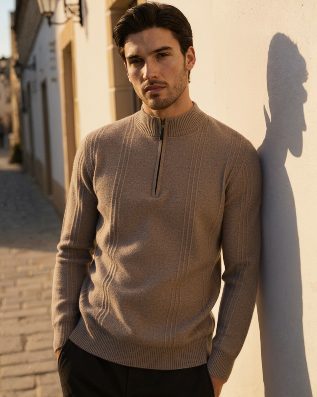 The Savile - Structured knit quarter-zip jumper