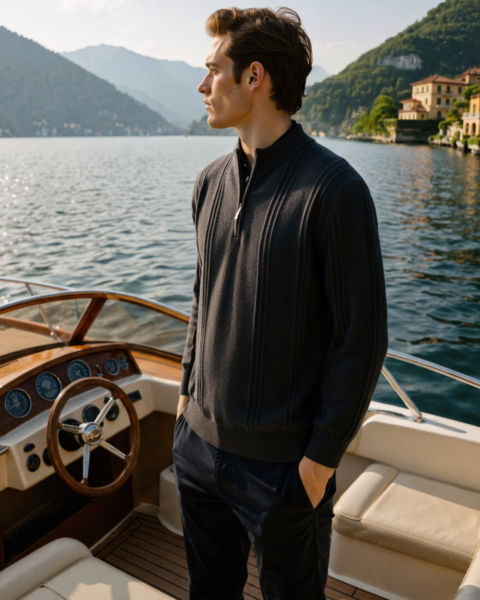 The Savile - Structured knit quarter-zip jumper