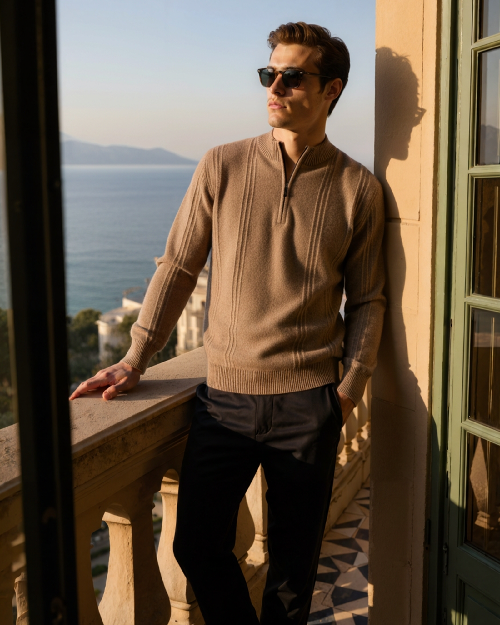 The Savile - Structured knit quarter-zip jumper