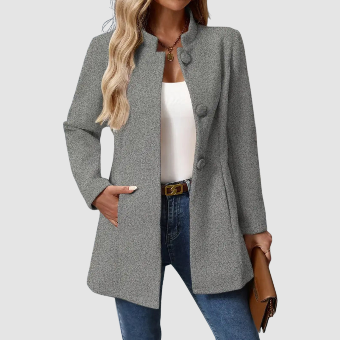 The Audrey - Collarless single-breasted car coat