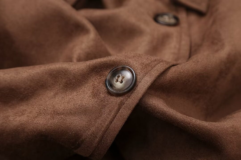 The Suedette - Longline belted double-breasted trench coat