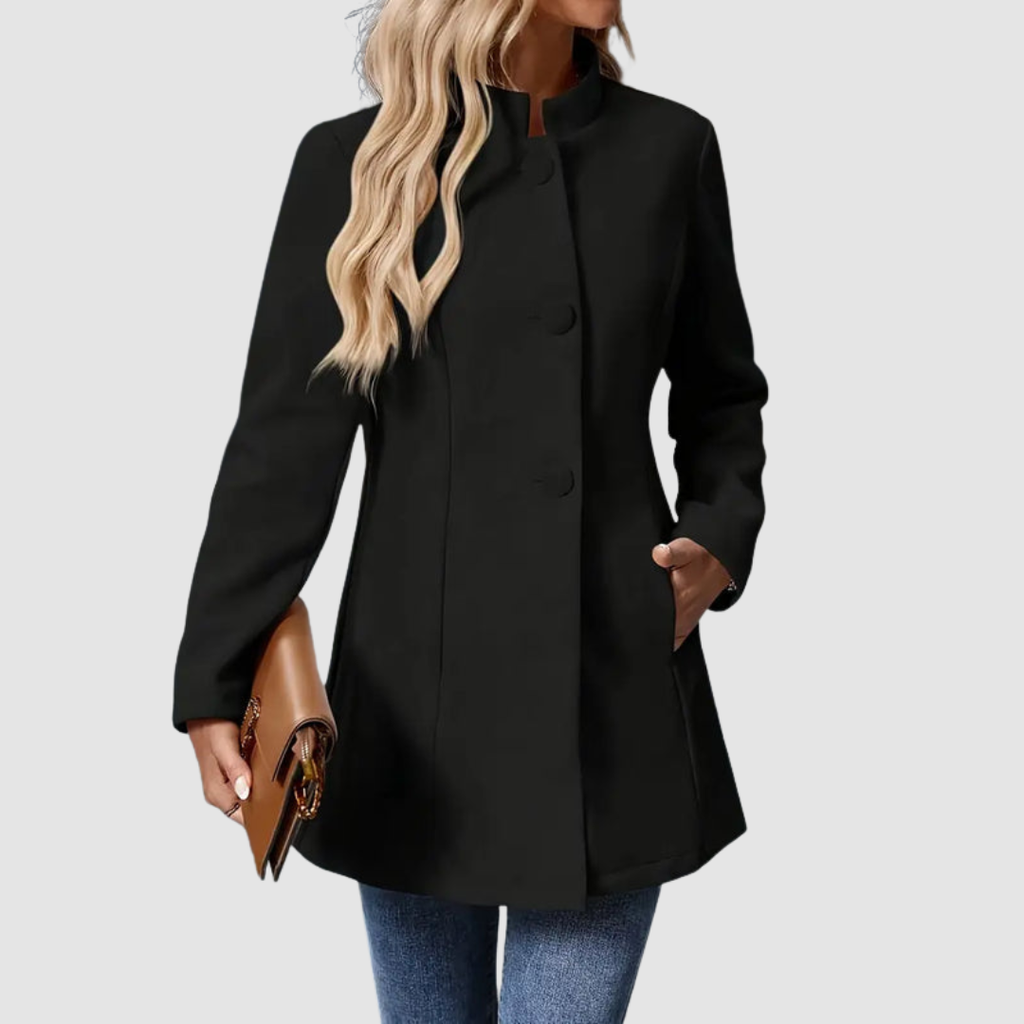 The Audrey - Collarless single-breasted car coat