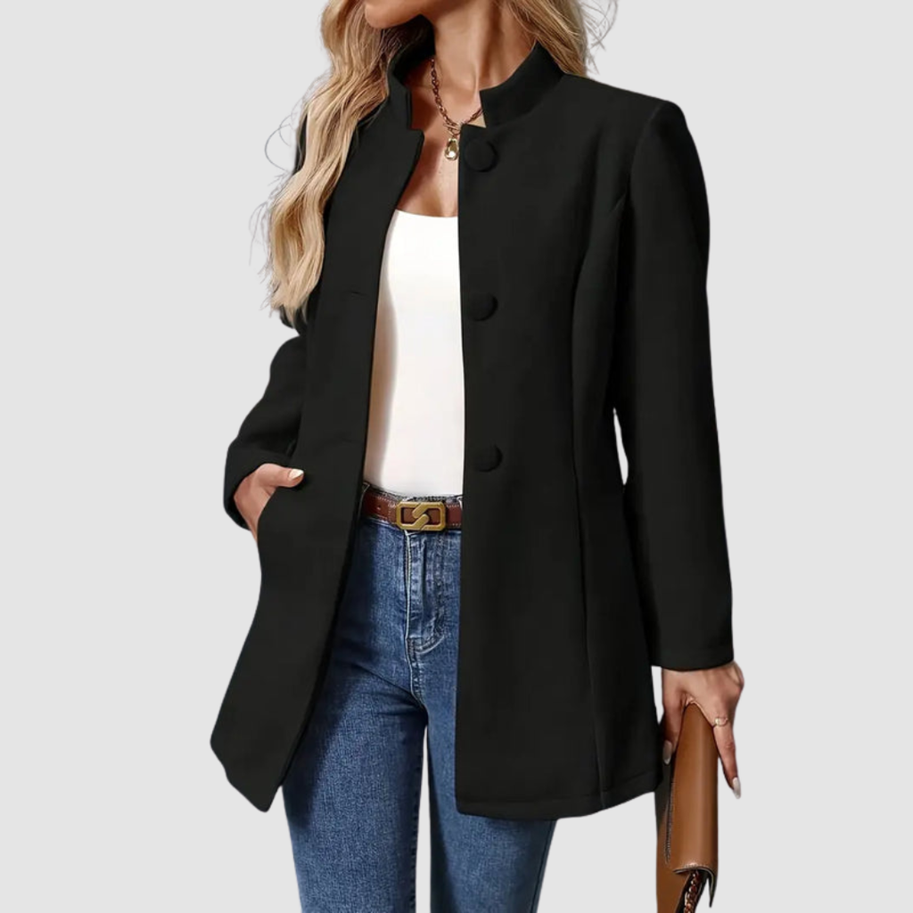 The Audrey - Collarless single-breasted car coat