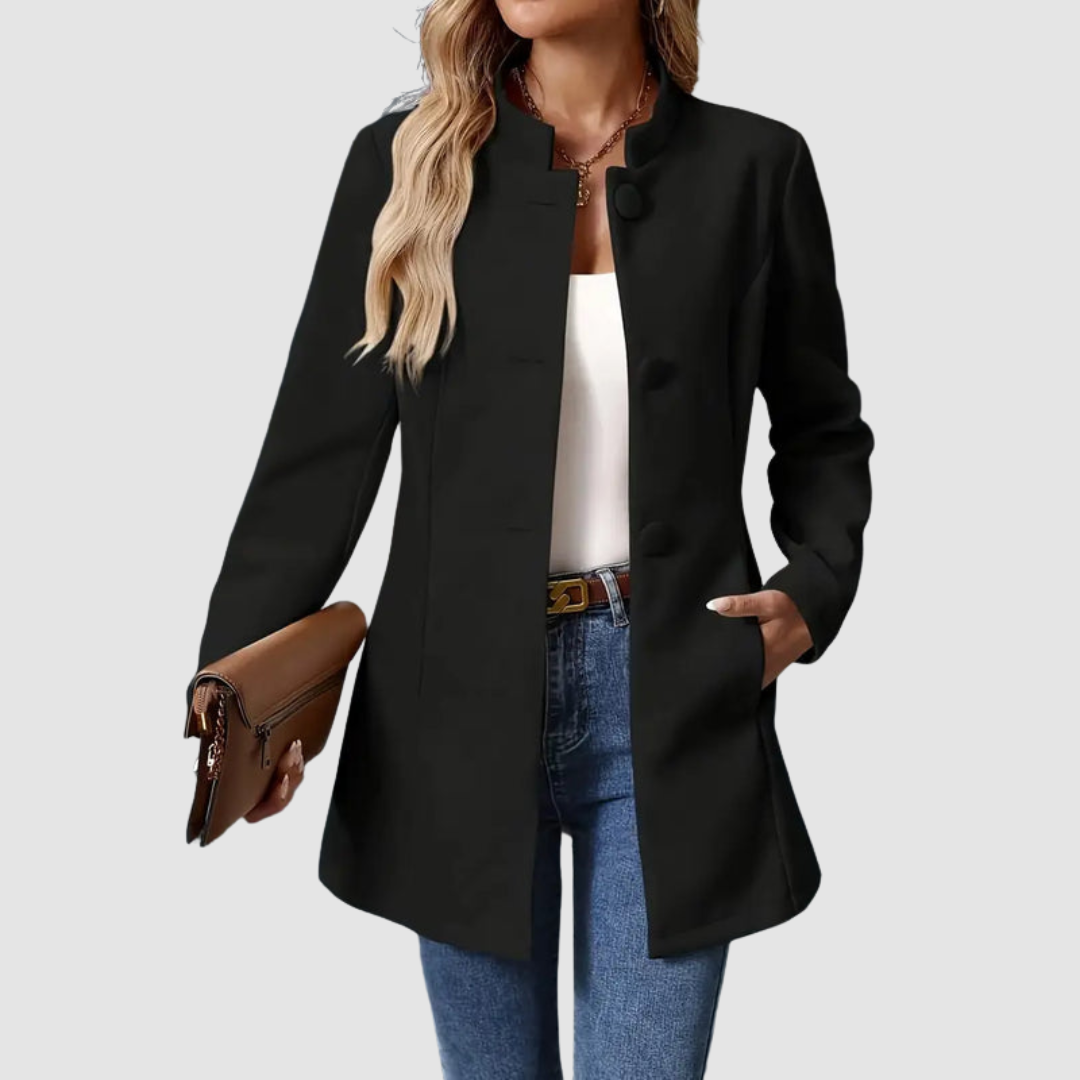 The Audrey - Collarless single-breasted car coat