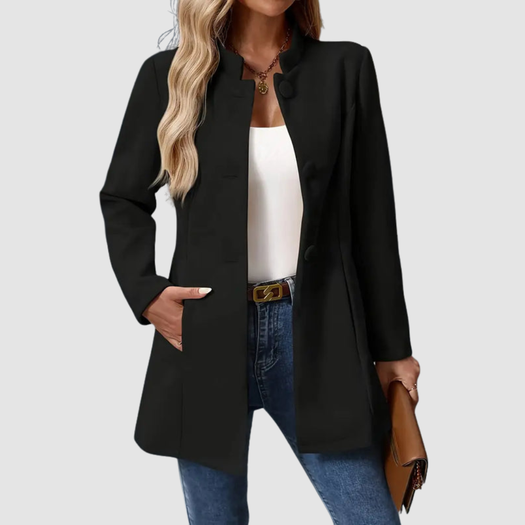 The Audrey - Collarless single-breasted car coat