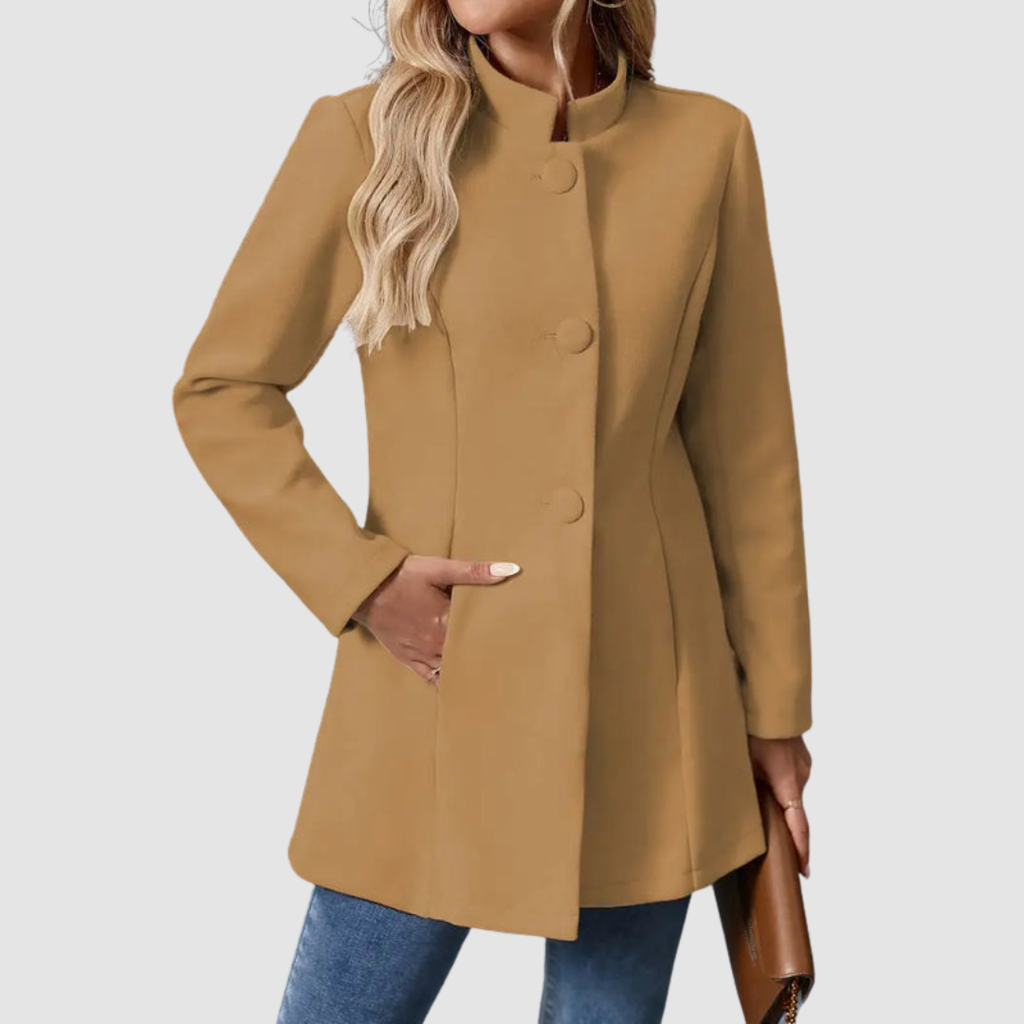 The Audrey - Collarless single-breasted car coat
