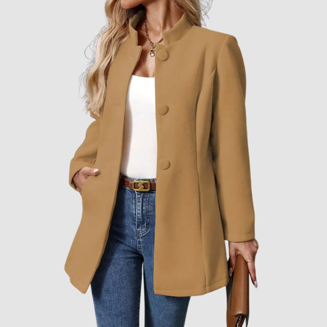 The Audrey - Collarless single-breasted car coat