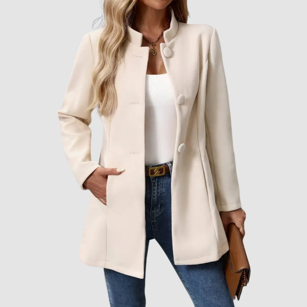 The Audrey - Collarless single-breasted car coat