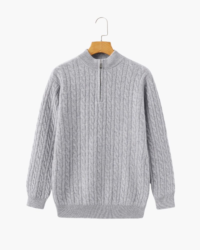 The Heritage - Cable knit half-zip mock neck jumper