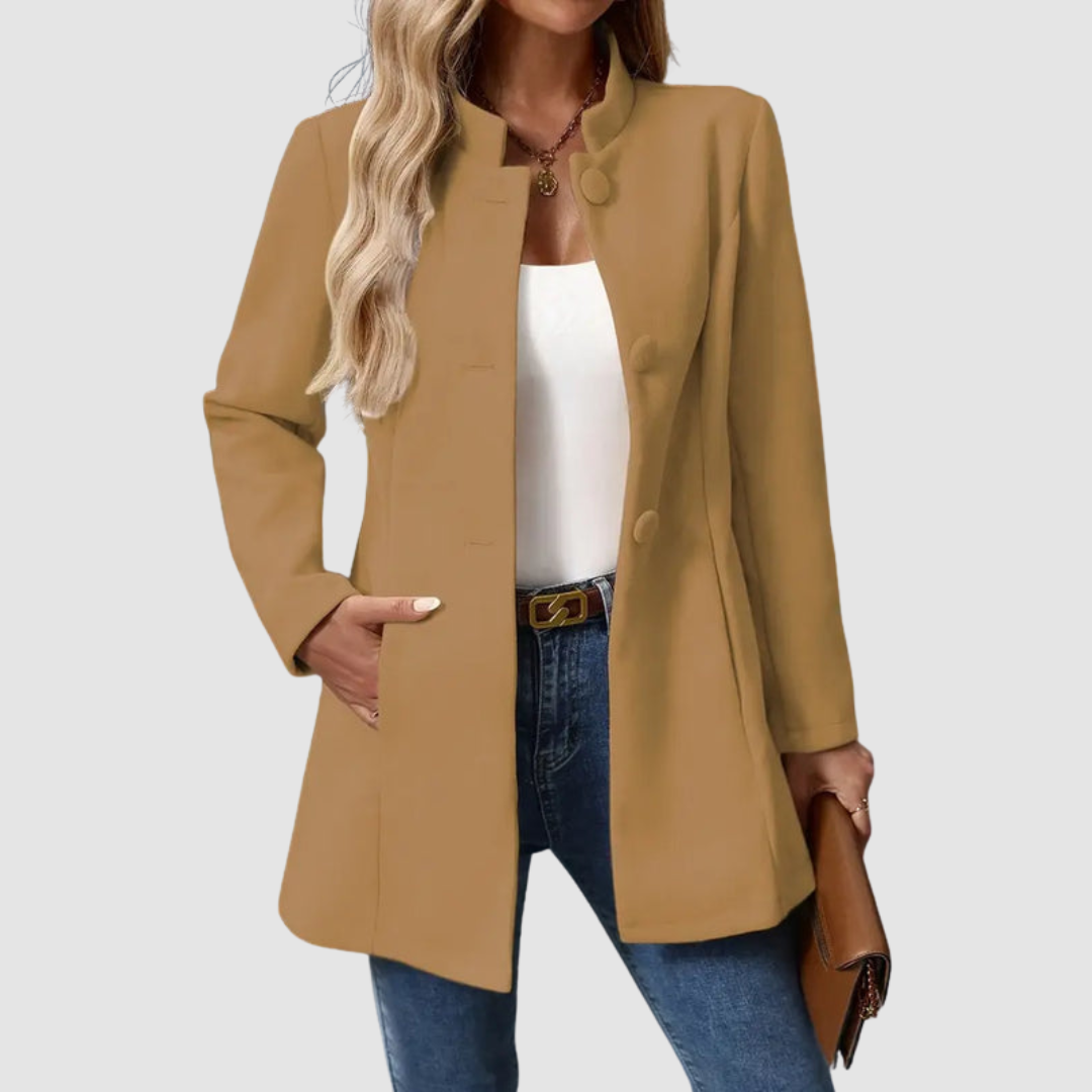 The Audrey - Collarless single-breasted car coat