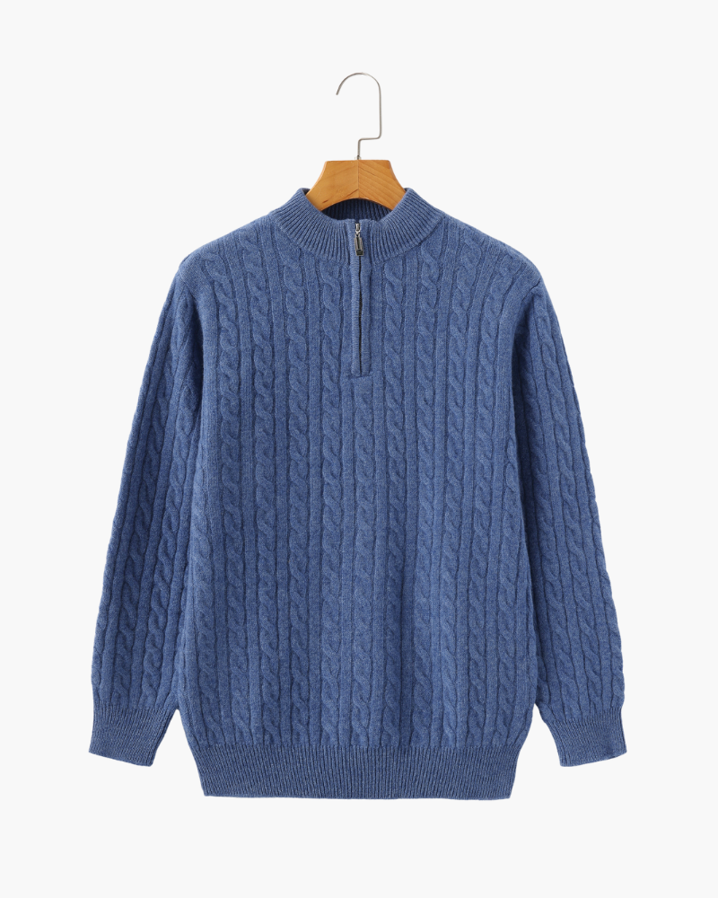 The Heritage - Cable knit half-zip mock neck jumper