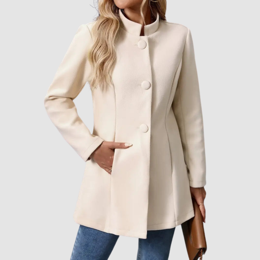 The Audrey - Collarless single-breasted car coat