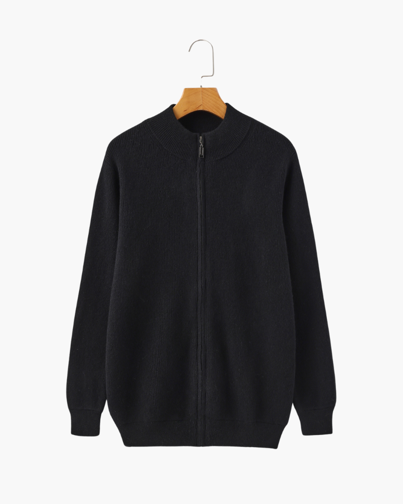 The Mohair - Full zip ribbed mock neck cardigan