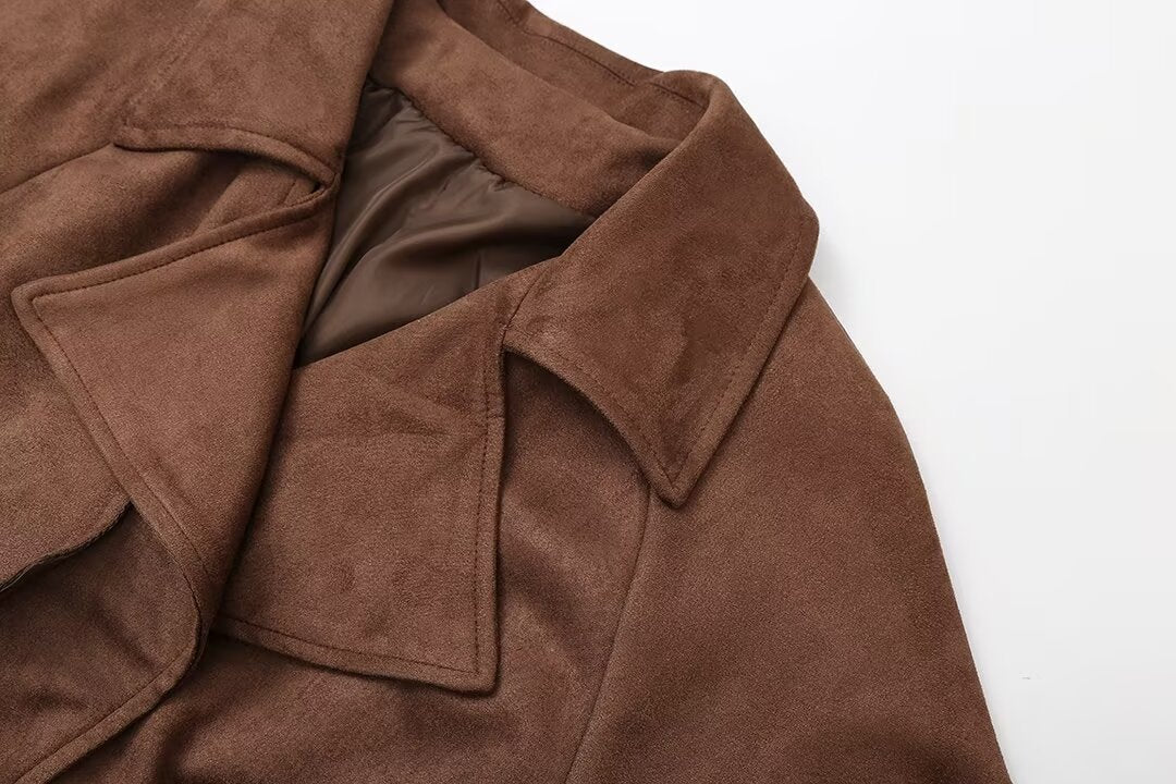 The Suedette - Longline belted double-breasted trench coat