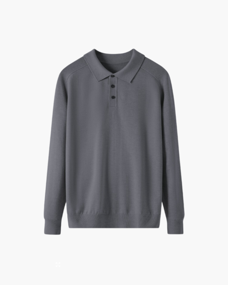 The minimalist fine knit long sleeve polo