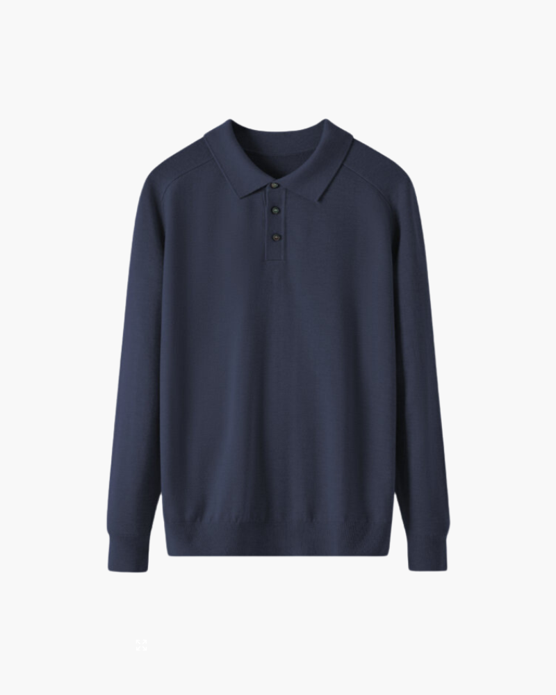 The minimalist fine knit long sleeve polo