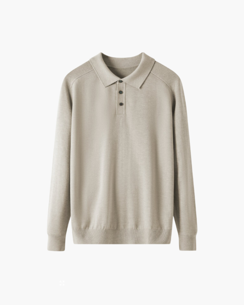The minimalist fine knit long sleeve polo