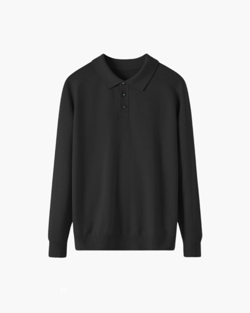 The minimalist fine knit long sleeve polo