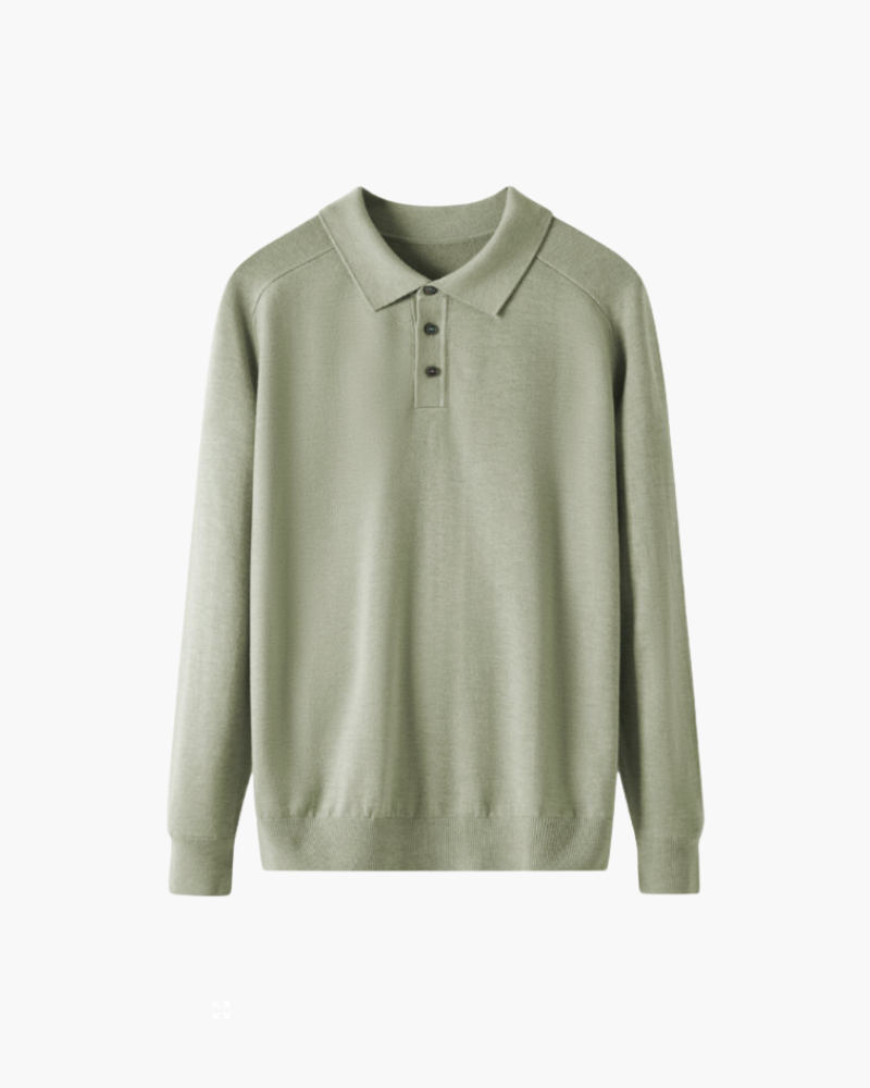 The minimalist fine knit long sleeve polo
