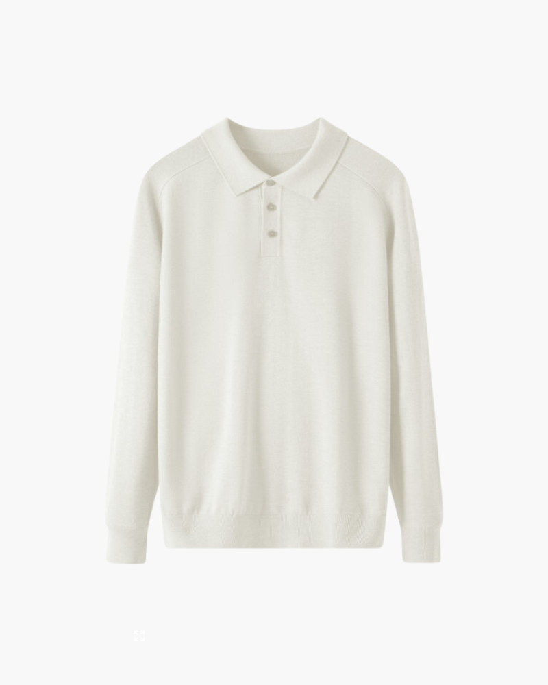 The minimalist fine knit long sleeve polo