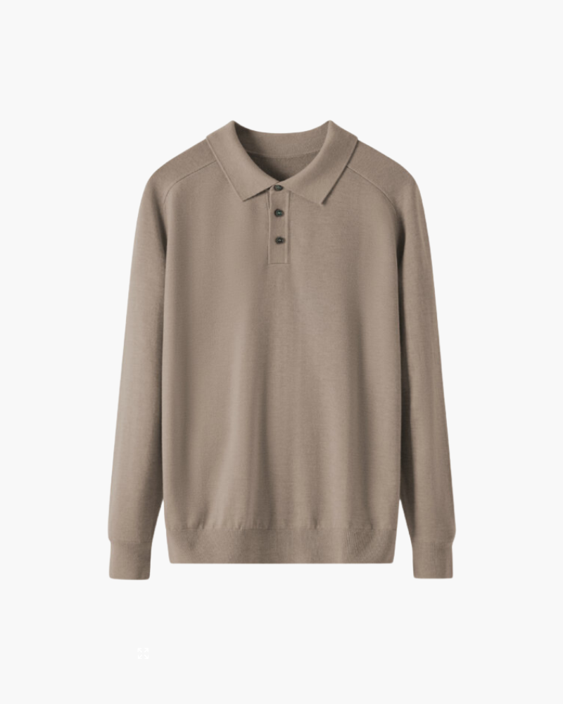 The minimalist fine knit long sleeve polo