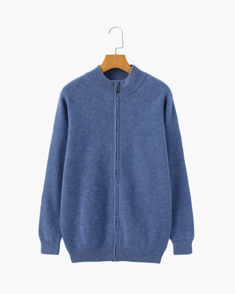The Mohair - Full zip ribbed mock neck cardigan