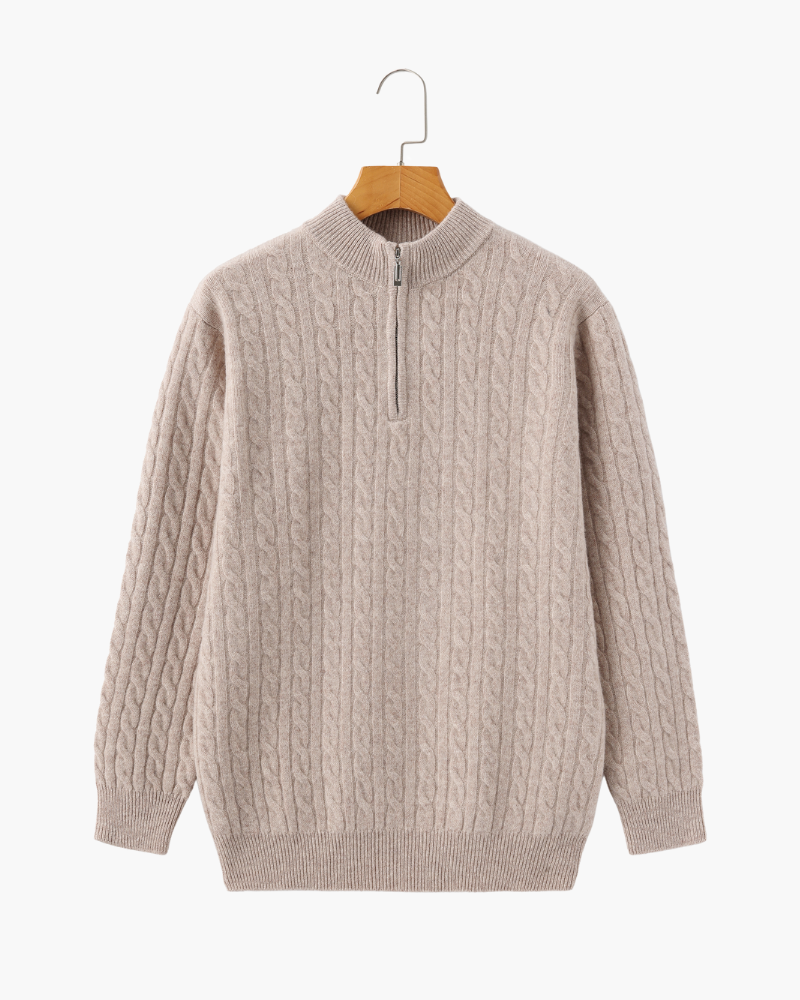 The Heritage - Cable knit half-zip mock neck jumper