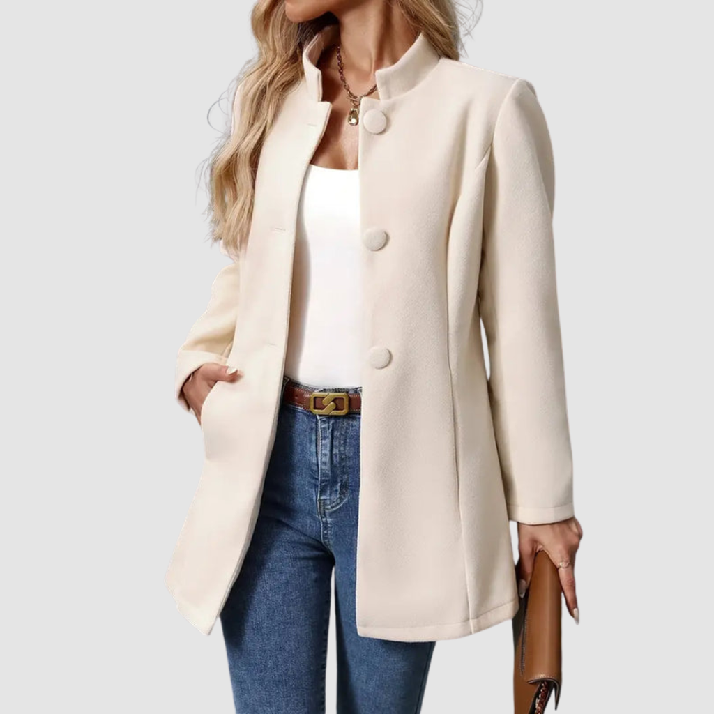 The Audrey - Collarless single-breasted car coat