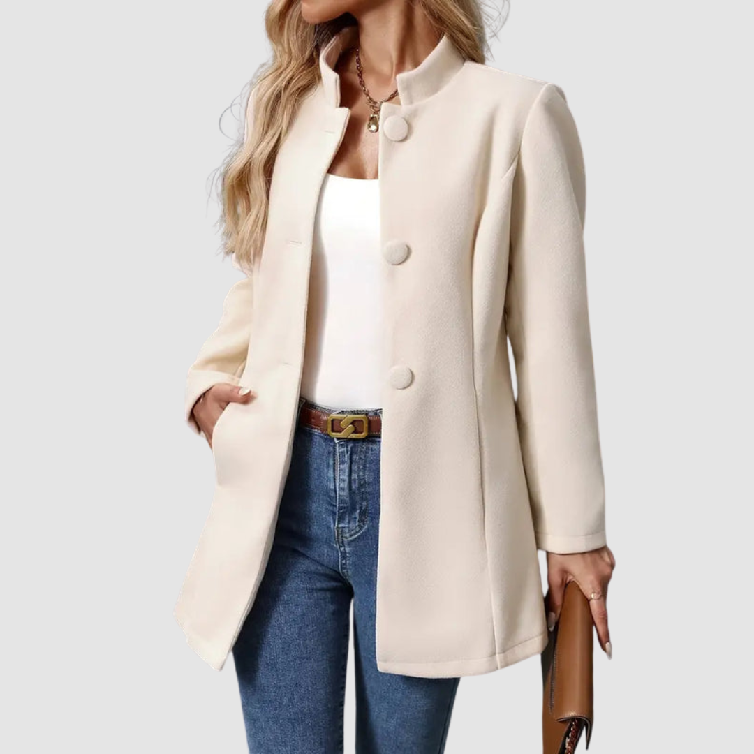 The Audrey - Collarless single-breasted car coat